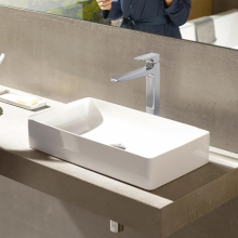 hansgrohe Metropol Einhebel-Waschtischmischer 260 mit Hebelgriff für Aufsatzwaschtische mit Push-Open Ablaufgarnitur, Chrom