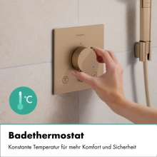 hansgrohe Ecostat Comfort E Thermostat Unterputz für 2 Verbraucher mit integrierter Sicherungskombination nach EN1717, Brushed Bronze