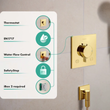 hansgrohe Ecostat Comfort E Thermostat Unterputz für 2 Verbraucher mit integrierter Sicherungskombination nach EN1717, Polished Gold Optic
