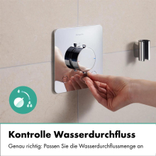 hansgrohe Ecostat Comfort Q Thermostat Unterputz für 2 Verbraucher mit integrierter Sicherungskombination nach EN1717, Chrom