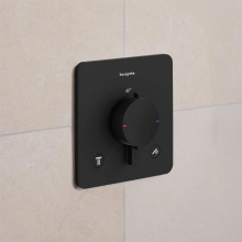 hansgrohe Ecostat Comfort Q Thermostat Unterputz für 2 Verbraucher mit integrierter Sicherungskombination nach EN1717, Mattschwarz