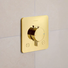hansgrohe Ecostat Comfort Q Thermostat Unterputz für 2 Verbraucher mit integrierter Sicherungskombination nach EN1717, Polished Gold Optic