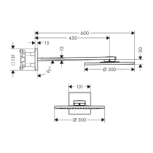 AXOR ShowerSolutions Kopfbrause 300 2jet mit Brausearm, Brushed Nickel