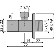 alcadrain Eckventil 1/2"×3/8", kantig
