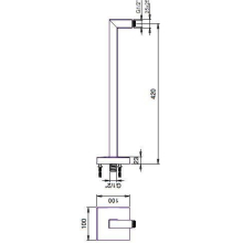 Herzbach LIVING SPA Wandarm 420mm eckig gewinkelt Chrom