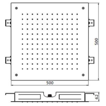 Herzbach LIVING SPA Deckeneinbau-Regenbrause 500x500mm poliert