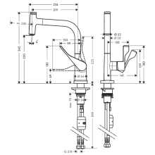 AXOR Citterio Einhebel-Küchenmischer Select 230 mit Ausziehauslauf, Chrom