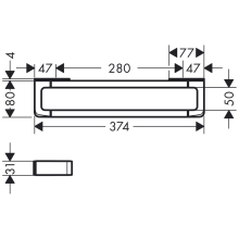 AXOR Universal Softsquare Reling Haltestange 300 mm, Chrom