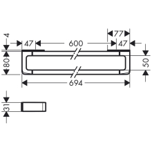 AXOR Universal Softsquare Reling Badetuchhalter 600 mm, Brushed Nickel