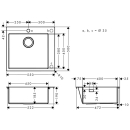 hansgrohe S71 S711-F450 Einbauspüle 450, Edelstahl