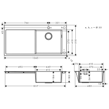 hansgrohe S71 S715-F450 Einbauspüle 450 mit Abtropffläche links, Edelstahl