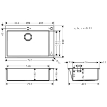 hansgrohe S71 S712-F660 Einbauspüle 660, Edelstahl