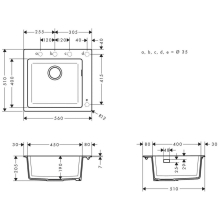 hansgrohe S51 S510-F450 Einbauspüle 450, Steingrau