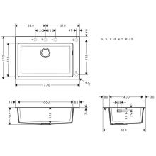 hansgrohe S51 S510-F660 Einbauspüle 660, Steingrau