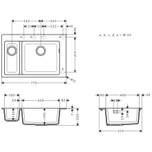 hansgrohe S51 S510-F635 Einbauspüle 180/450, Graphitschwarz