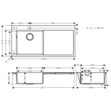 hansgrohe S71 S716-F450 Einbauspüle 450 mit Abtropffläche rechts, Edelstahl
