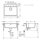 hansgrohe S52 S520-F510 Einbauspüle 510, Steingrau