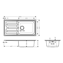 hansgrohe S44 S440-A500 100 Einbauspüle 500 mit Abtropffläche und automatischer Ablaufgarnitur, Edelstahl