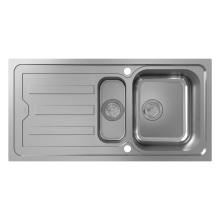 hansgrohe S44 S440-F517 100 Einbauspüle 342/145 mit Abtropffläche und automatischer Ablaufgarnitur, Edelstahl