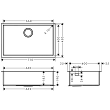 hansgrohe S71 S719-U660 Unterbauspüle 660, Edelstahl