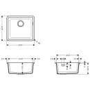 hansgrohe S51 S510-U450 Unterbauspüle 450, Steingrau