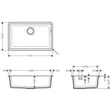 hansgrohe S51 S510-U660 Unterbauspüle 660, Betongrau