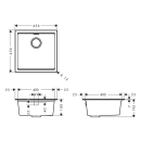 hansgrohe S53 S530-U400 Unterbauspüle 400 mit...