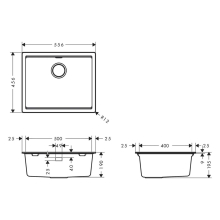 hansgrohe S53 S530-U500 Unterbauspüle 500 mit manueller Ablaufgarnitur, Graphitschwarz