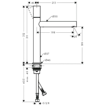 AXOR Uno Einhebel-Waschtischmischer 200 mit Zerogriff für Aufsatzwaschtische und Ablaufgarnitur, Brushed Nickel