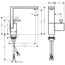AXOR Edge Einhebel-Waschtischmischer 190 mit Push-Open Ablaufgarnitur - Diamantschliff, Chrom