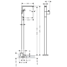 AXOR Edge Einhebel-Waschtischmischer bodenstehend mit Push-Open Ablaufgarnitur - Diamantschliff, Chrom
