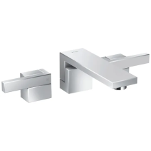 AXOR Edge 3-Loch Waschtischarmatur Unterputz für Wandmontage mit Auslauf 190 mm und Push-Open Ablaufgarnitur - Diamantschliff, Chrom