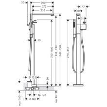 AXOR Edge Einhebel-Wannenmischer bodenstehend - Diamantschliff, Chrom