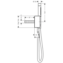 AXOR Edge Portereinheit mit Stabhandbrause 2jet und Brauseschlauch - Diamantschliff, Chrom