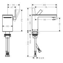 AXOR MyEdition Einhebel-Waschtischmischer 110 mit Push-Open Ablaufgarnitur ohne Platte, Mattschwarz