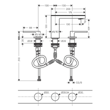 AXOR MyEdition 3-Loch Waschtischarmatur 110 mit Push-Open Ablaufgarnitur ohne Platte, Mattschwarz