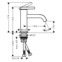 AXOR One Einhebel-Waschtischmischer 70 mit Hebelgriff und Ablaufgarnitur, Chrom