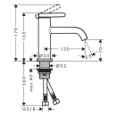 AXOR One Einhebel-Waschtischmischer 70 mit Hebelgriff und...