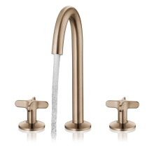 AXOR One 3-Loch Waschtischarmatur 170 mit Kreuzgriffen und Push-Open Ablaufgarnitur, Brushed Bronze