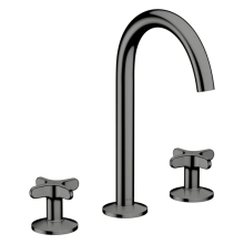 AXOR One 3-Loch Waschtischarmatur 170 mit Kreuzgriffen und Push-Open Ablaufgarnitur, Polished Black Chrome