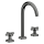 AXOR One 3-Loch Waschtischarmatur 170 mit Kreuzgriffen und Push-Open Ablaufgarnitur, Polished Black Chrome