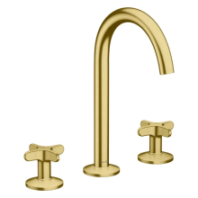 AXOR One 3-Loch Waschtischarmatur 170 mit Kreuzgriffen und Push-Open Ablaufgarnitur, Brushed Brass