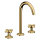 AXOR One 3-Loch Waschtischarmatur 170 mit Kreuzgriffen und Push-Open Ablaufgarnitur, Polished Gold Optic