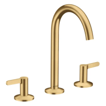 AXOR One 3-Loch Waschtischarmatur 170 mit Hebelgriffen und Push-Open Ablaufgarnitur, Brushed Gold Optic