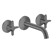 AXOR One 3-Loch Waschtischarmatur Unterputz für Wandmontage mit Auslauf 160 mm und Kreuzgriffen, Brushed Black Chrome