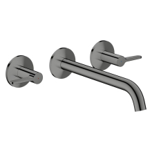 AXOR One 3-Loch Waschtischarmatur Unterputz für Wandmontage mit Auslauf 220 mm und Hebelgriffen, Polished Black Chrome