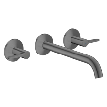 AXOR One 3-Loch Waschtischarmatur Unterputz für Wandmontage mit Auslauf 220 mm und Hebelgriffen, Brushed Black Chrome