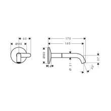 AXOR One Waschtischmischer Unterputz für Wandmontage Select mit Auslauf 160 mm, Edelstahl Optic