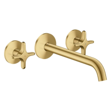 AXOR One 3-Loch Wannenarmatur Unterputz für Wandmontage mit Kreuzgriffen, Brushed Gold Optic