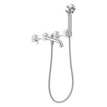 AXOR One 3-Loch Wannenarmatur Unterputz für Wandmontage mit Kreuzgriffen und Handbrause, Chrom